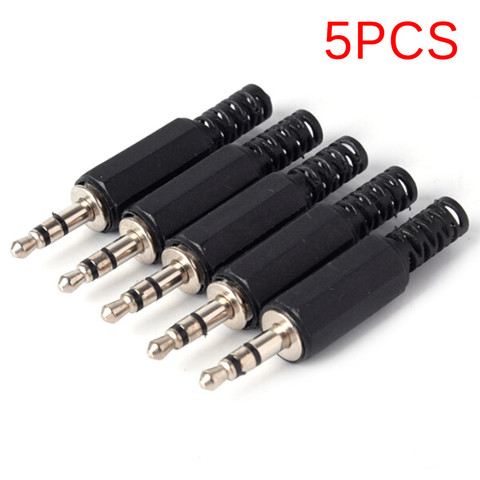 5pcs Black Plastic Pure Copper Conductor Housing Audio Jack Plug Headphone Stereo 3.5mm Male Adapter ► Photo 1/6