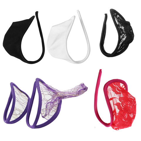 Sexy C-string Thong Invisible Underwear Planty for Men Black White
