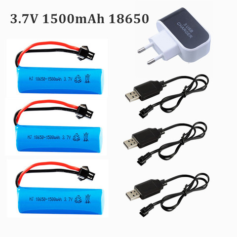 3.7V 1500mAh 18650 Li-ion Battery + charger for RC Car Q70 Q85 helicopter Airplanes car Boat Gun Toy 18650 3.7v battery SM plug ► Photo 1/6