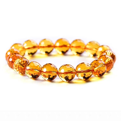 Genuine Natural Yellow Citrine Clear Round Beads Cut Bracelet Women Men Crystal Gemstone Wealthy 8mm 10mm 12mm Gift AAAAA ► Photo 1/5