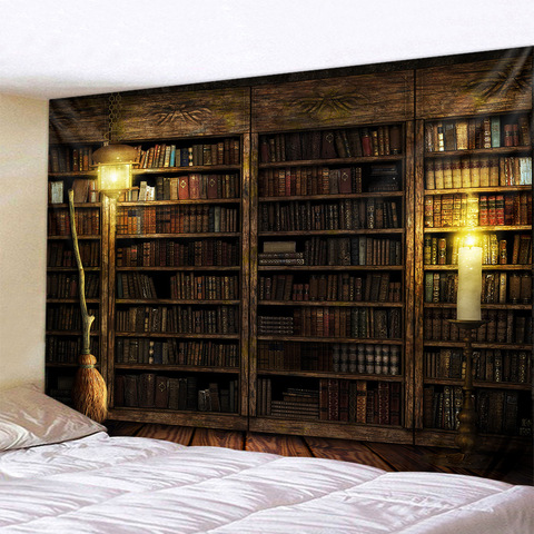 Magic Retro Bookshelf Tapestry Art Wall Hanging Tapestries Bedspread Throw Home Decor ► Photo 1/6