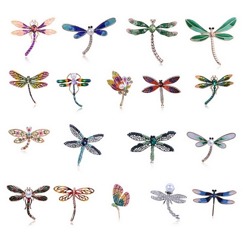 Exquisite Chic Animal Brooch Pin Wings Color Spread Wings Dragonfly Rhinestone Dripping Oil Brooch Costume Decoration Brooch Pin ► Photo 1/6