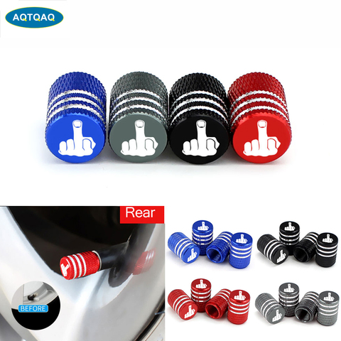 4Pcs/Set Middle Finger Tire Stem Valve Caps Aluminum Car Dustproof Caps Tire Wheel Stem Air Valve Caps ► Photo 1/6