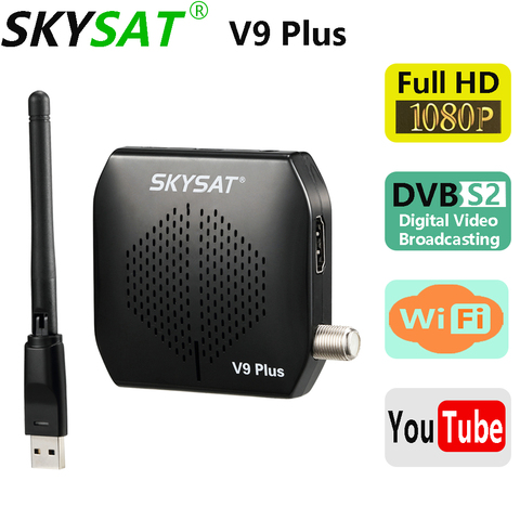 SKYSAT V9 Plus DVB-S2 Receiver support CS CCCams Newcamd WiFi 3G Youtube PVR PowerVu Biss Full HD MPEG-4 Super Mini Set Top Box ► Photo 1/6