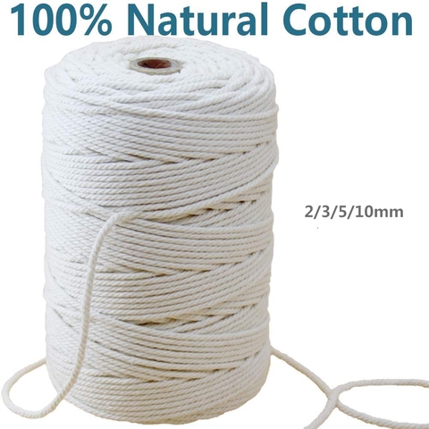 3mm 4mm 5mm 6mm Macrame Rope Twisted String Cotton Cord For Handmade Natural Beige Rope DIY Home Wedding Accessories Gift ► Photo 1/6