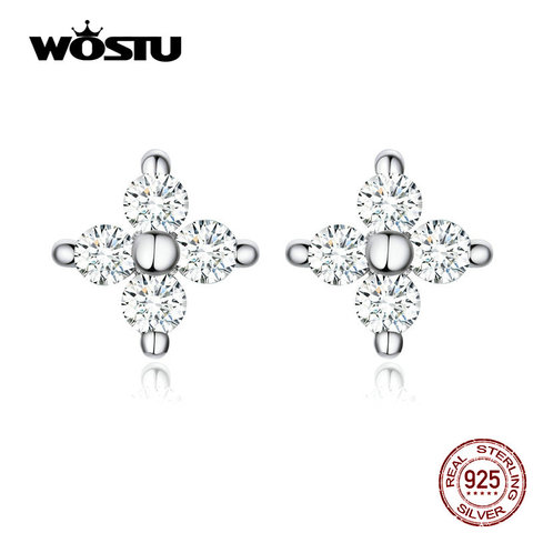 WOSTU Flower Small Earrings 100% 925 Sterling Silver Dazzling Zircon Earrings For Women Statement 2022 Silver 925 Jewelry CQE648 ► Photo 1/6