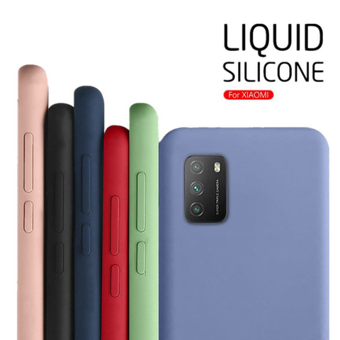 New Full Cover Liquid Silicone Phone Case For Xiaomi Poco X3 Nfc M2 F2 Pro  X2 global Original Soft Protective Back Covers Cases