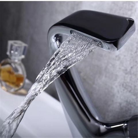 Black Faucet Bathroom Sink Faucets Hot Cold Water Mixer Crane Deck Mounted Drop Ship ► Photo 1/6