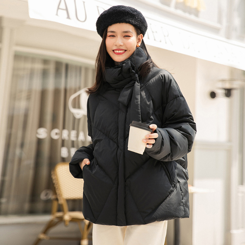 INMAN 2022 Winter New Arrivals Women's Short Down Jacket Windproof Stand Collar Loose Cute Little 90 suede Down Coat ► Photo 1/5