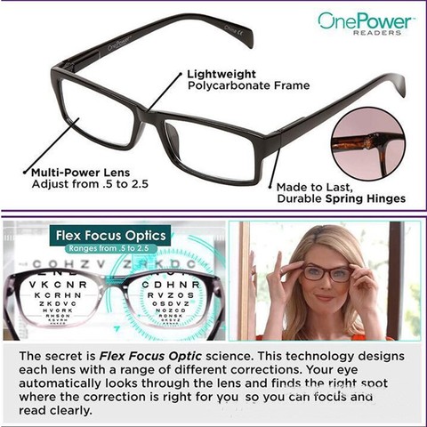 Freeshipping New One Power Readers High Quality Women Men Auto Adjusting Bifocal Multi -Power Lense Reading Glasses +50 To +250 ► Photo 1/5