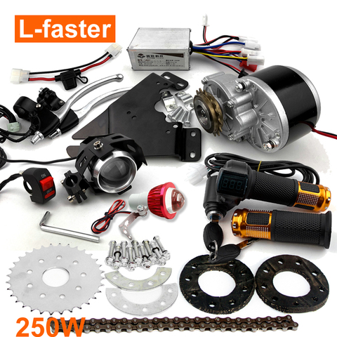 L-faster 250W Brush Bike Motor Kit Rear Wheel Spokes Gear Sprocket Left Side Chain Drive Model Cheap Solution For DIY E-bicycle ► Photo 1/1