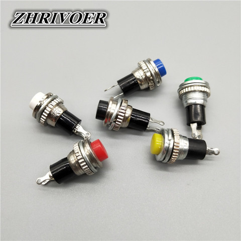 6Pcs 10mm DS-316 Self-reset Push Button Switch Momentary 1A/125VAC 2PIN 6Color ► Photo 1/6