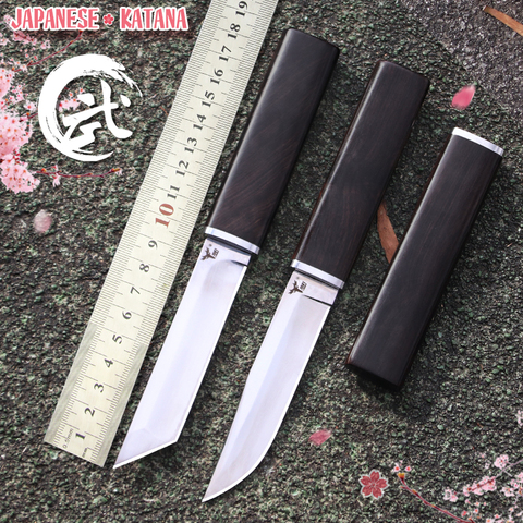 LENGREN Ebony Handle D2 steel Tanto straight knife Japanese mirror knife,  outdoor jungle hunting tactical knife, Sharp Katana ► Photo 1/6