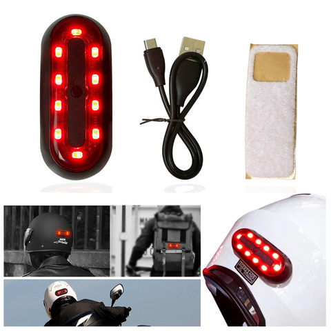 Motorcycle Helmet Cycle Bike Helmet Night Safety Signal Warning Light LED Light Rear Tail Lamp Taillight Rechargeable Waterproof ► Photo 1/6