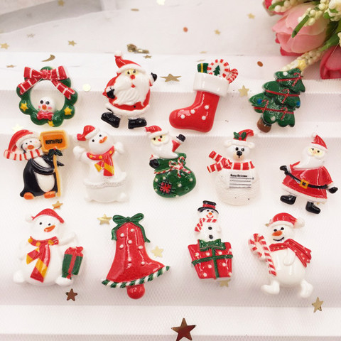 DIY 20pcs Resin Colorful Christmas Combination Flat Back Cabochon Stone Miniature Christmas Ornament Scrapbook Figurines G12 ► Photo 1/6