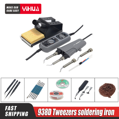 YIHUA 938D 110V / 220V EU / US / GB / AU PLUG portable hot tweezers mini soldering station hot tweezers for BGA SMD repair ► Photo 1/6