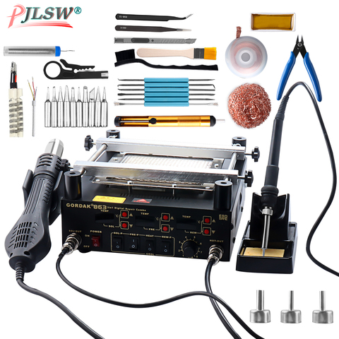 863 BGA Rework Solder Station 3 in 1 Digita Electric Soldering iron Hot Air Heat Gun IR Infrared Preheating Station Gordak ► Photo 1/1