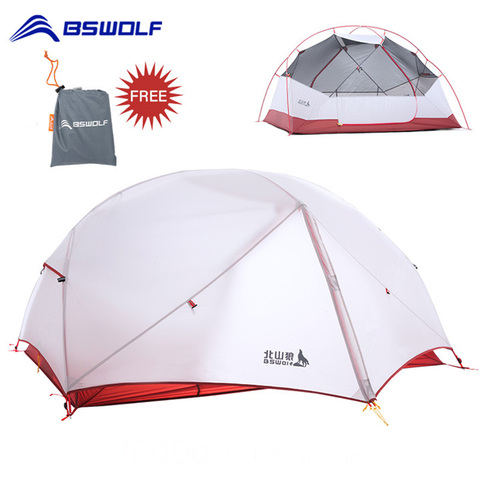 BSWolf Camping Ultralight fishing Tent 2 Persons 20D Nylon Waterproof Fabric Double Layer tourism tent for  Hiking with free mat ► Photo 1/6