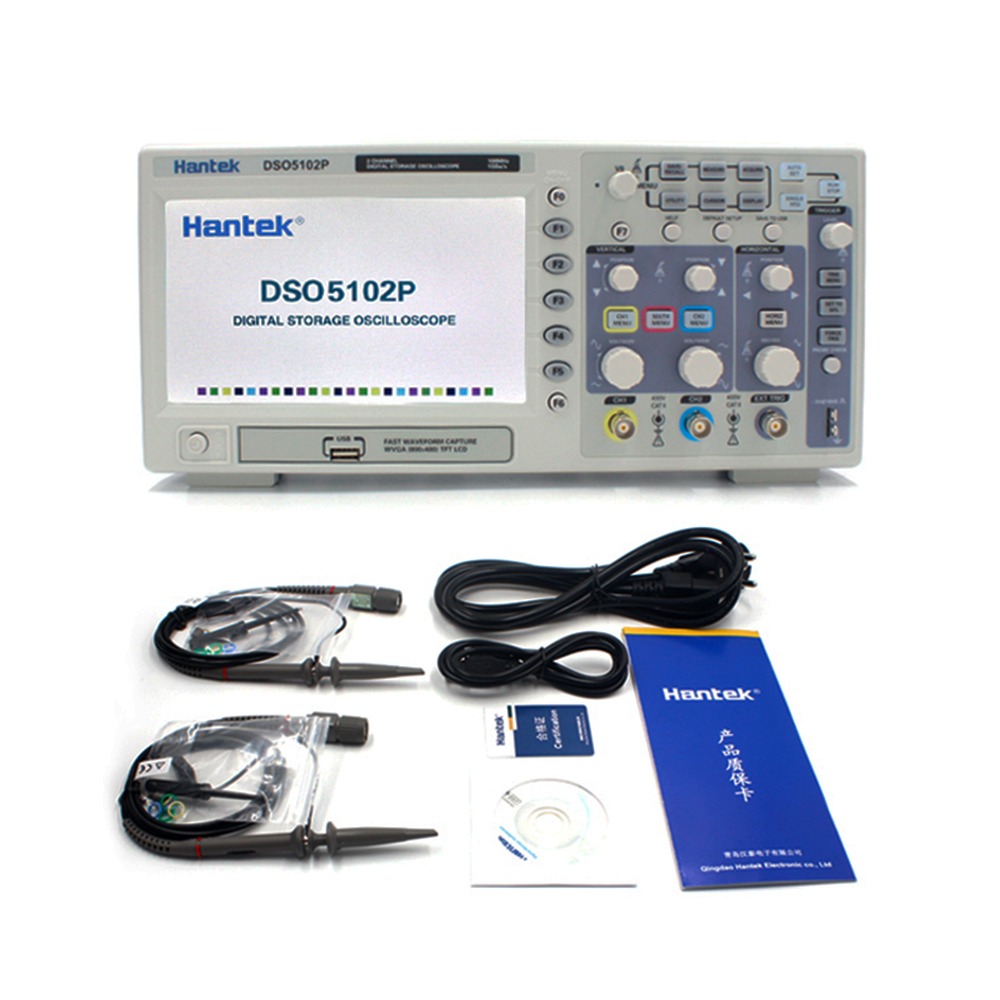 Hantek DSO5102P Digital Oscilloscope 100MHz 2CH 1GSa/s 7'' TFT 40K Record Length 