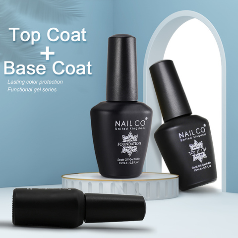 NAILCO TOP Base Coat Gel Set Gel Nail Polish Semi Permanent Lacquer Long Lasting Nail Art Varnish Hybrid Resin 15ML 47 Color ► Photo 1/6