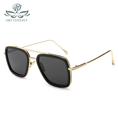 D&T 2022 New Fashion Square Sunglasses Men Women Stark Iron Man Sunglasses Color Lens Metal Frame High-Quality Luxury Sunglasses ► Photo 1/6