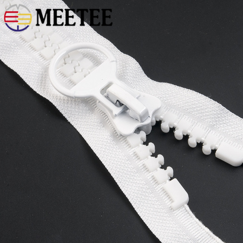 Meetee 20# 60/75/80/100/150/200CM Extra Large Resin Zippers White&black Open-end for Down Jacket Coat Pocket Zipper Slider AP547 ► Photo 1/6