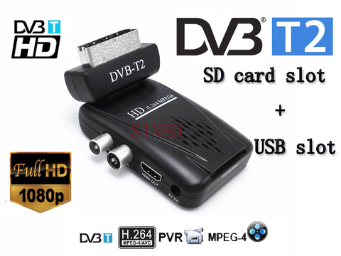 HD Scart Dvb T2 Digital Tv Tuner Tv Decoder Supports HDMI/Scart Output 1080P Usb Port t2 tuner ► Photo 1/6