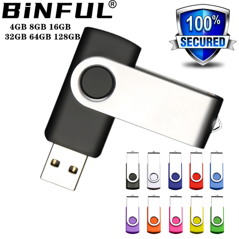 BINFUL 360° Rotate Metal USB 64GB Disk On Key Mini USB Flash Drive 4GB 32GB Cool Pendrive 8GB Pen Drive 128G 16G USB Stick Color ► Photo 1/5