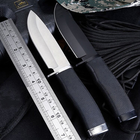 Mengoing Outdoor Tactical 440c Steel Blade Rubber Handle Fixed Blade Knife Nylon Sheath Hot ► Photo 1/6