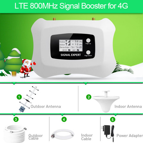Real Smart LTE 4G 800mhz Mobile signal booster 4g repeater LTE 4g cellular signal Amplificador with Yagi +Ceiling antenna kit ► Photo 1/6
