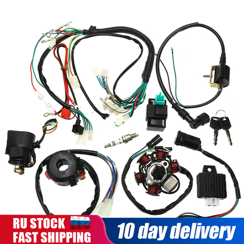 1Set Full Complete Electrics Wiring Harness CDI STATOR 6 Coil For Motorcycle ATV Quad Pit Bike Buggy Go Kart 90cc 110cc 125cc ► Photo 1/6