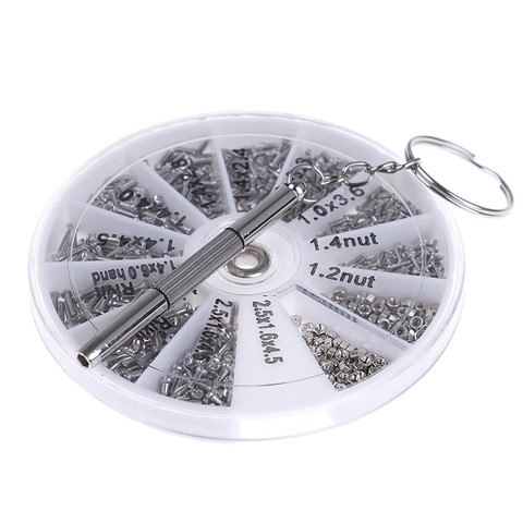 600pcs/set Universal Micro Glasses Sunglass Watch Spectacles Screws Nuts Screwdriver Repair Kits Tool Box ► Photo 1/6