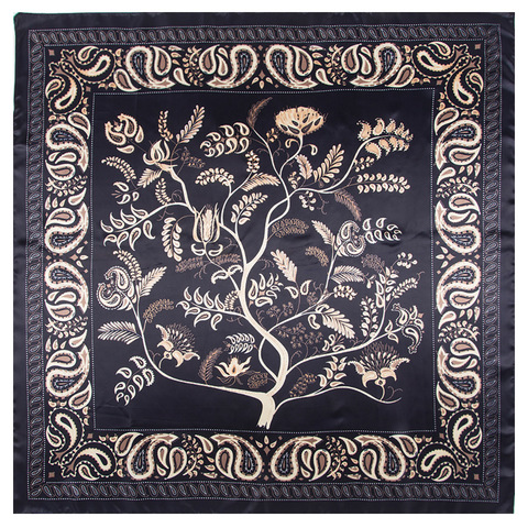 2022 Luxury Brand Fashion Lady Scarf 90cm * 90cm Bohemian Printed Tree Shaped Cashew Ms. All-match Silk Scarf Bib ► Photo 1/6