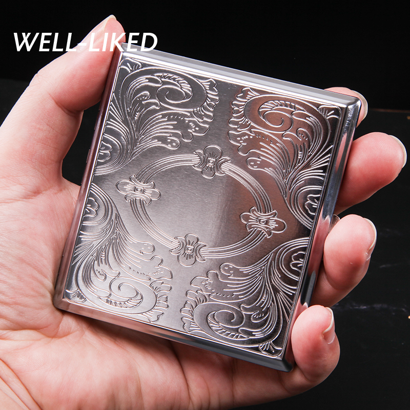 Metal Storage Cover Lady Hold Smoking Accessories Gift Mens Leather Leather  Cigarette Box Cigarette 20Sticks Cigar Case - AliExpress