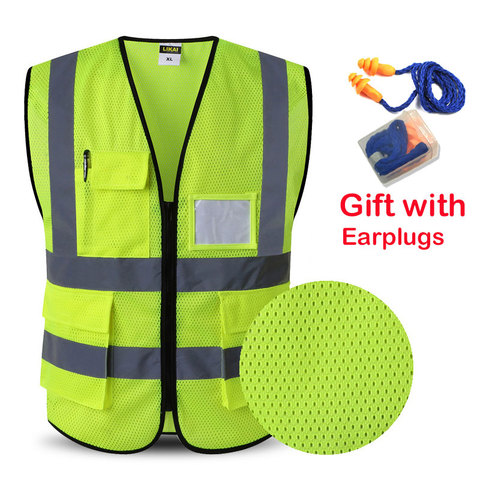 2022 Reflective Safety Vest Work Reflective vest Multi Pockets Workwear Safety Waistcoat Man Women Safety Vest ► Photo 1/6