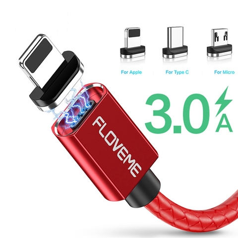 FLOVEME Magnetic Micro USB Cable For iPhone Samsung 3A Fast Charging Data Wire Cord Magnet Charger USB Type C Mobile Phone Cable ► Photo 1/6