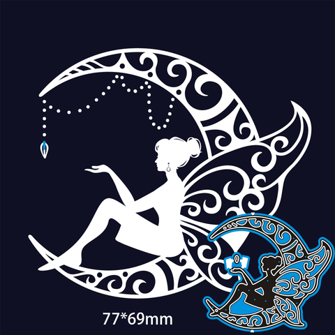 77*69mm fairy on the moon new Metal Cutting Dies Scrapbooking DIY Album Paper Card Craft Embossing stencil Dies ► Photo 1/1