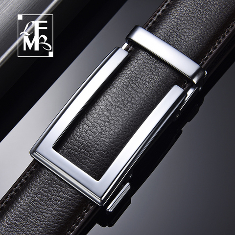 Mens Belt Cowhide Strap For Male Automatic Alloy Buckle Belts 