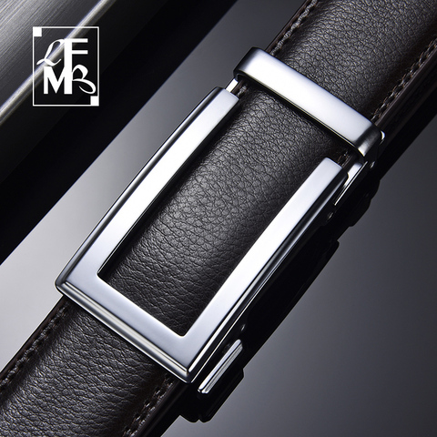 [LFMB]Cow genuine leather mens belt cowhide strap for male ratchet automatic buckle belts for men brand brown body belt ► Photo 1/6