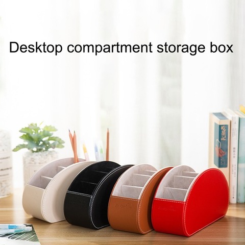 Leather Storage Box Multifunctional Desk Organizer Box Black Solid Color Simple Style Home Office Remote Control Storage MJ72206 ► Photo 1/1