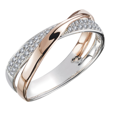 Huitan Newest Fresh Two Tone X Shape Cross Ring for Women Wedding Trendy Jewelry Dazzling CZ Stone Large Modern Rings Anillos ► Photo 1/6