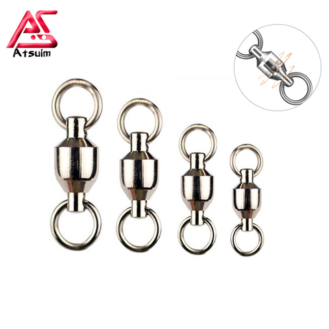 10pcs/lot  Heavy Duty Ball Bearing Barrel Fishing Rolling Swivel Stainless Steel Connector Solid Ring Fishing Accessories ► Photo 1/6