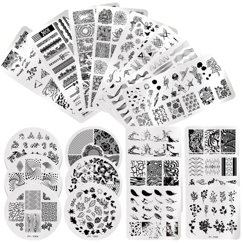 PICT YOU Stamping Plates Kits Striped Line Flowers Stamp Plate Tropical Geometry Lace Halloween Pumpkin Nail  Image Plate ► Photo 1/6