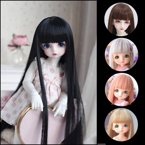 BJD sd 1/3 1/4 1/6 1/8 1/12 doll wig high temperature fiber heat resistant wire long straight bangs doll hair ► Photo 1/6