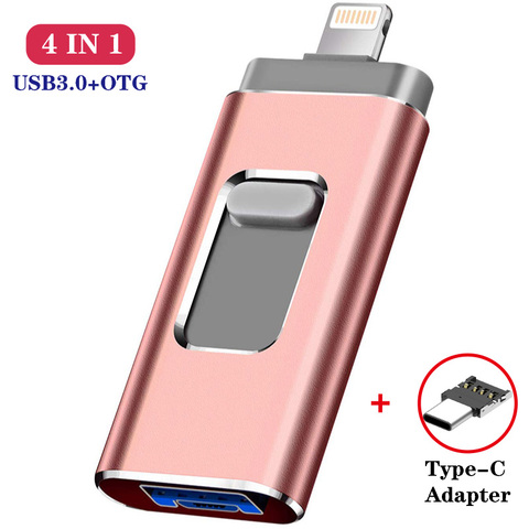 multi-function 4 in 1 USB Flash Drive 32GB OTG micro USB Pendrive 64GB 128GB type c Pen Drive for iphone/ipad/pc/Android phone ► Photo 1/6