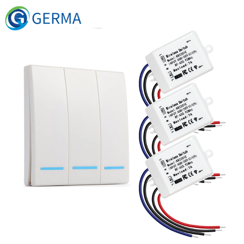 GERMA 433Mhz 86 Type Portable RF Wireless Switch Light Remote Control Switch AC 110V 220V Receiver Smart Switch Wall Panel ► Photo 1/6