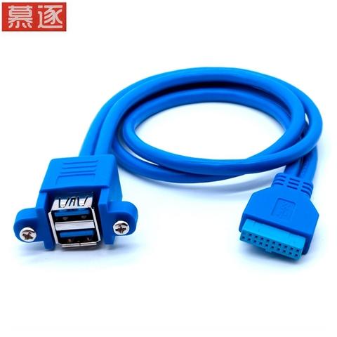 Stackable USB 3.0 Female Panel Type to Motherboard 20Pin Header Cable Dual Ports 50cm ► Photo 1/5