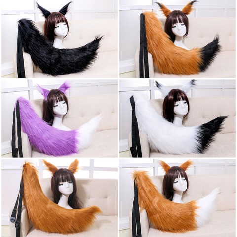 Adjustable Belt Party Fur Animal Tail Furry Wolf Fox Ear Headband Anime Cosplay Carnival  Halloween Costume for Women Christmas ► Photo 1/6