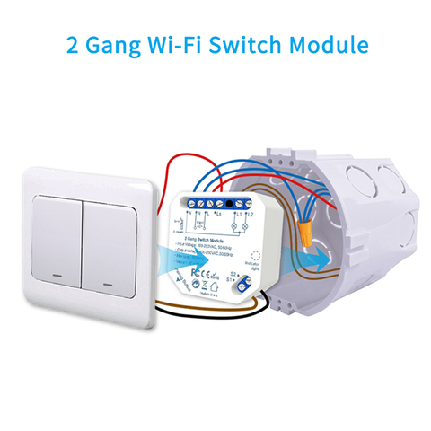 Tuya Smart Life Wifi Switch 2 Gang Relay Breaker Module Smart Lighting Google Home Alexa Echo Remote Control Timer Switch DIY ► Photo 1/6