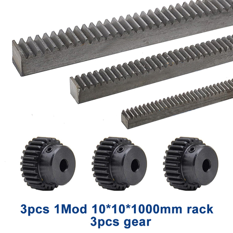 3Pcs/lot 1Mod 1 Modulus High Precision Gear Rack steel 10*10*1000mm + 3Pcs 1M 17teeth pinion 15tooth pinion 16tooth pinion ► Photo 1/6